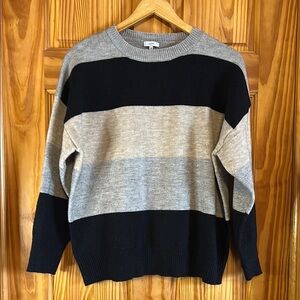 Women's Striped Sweater - Black, Tan, and Gray. Medium.